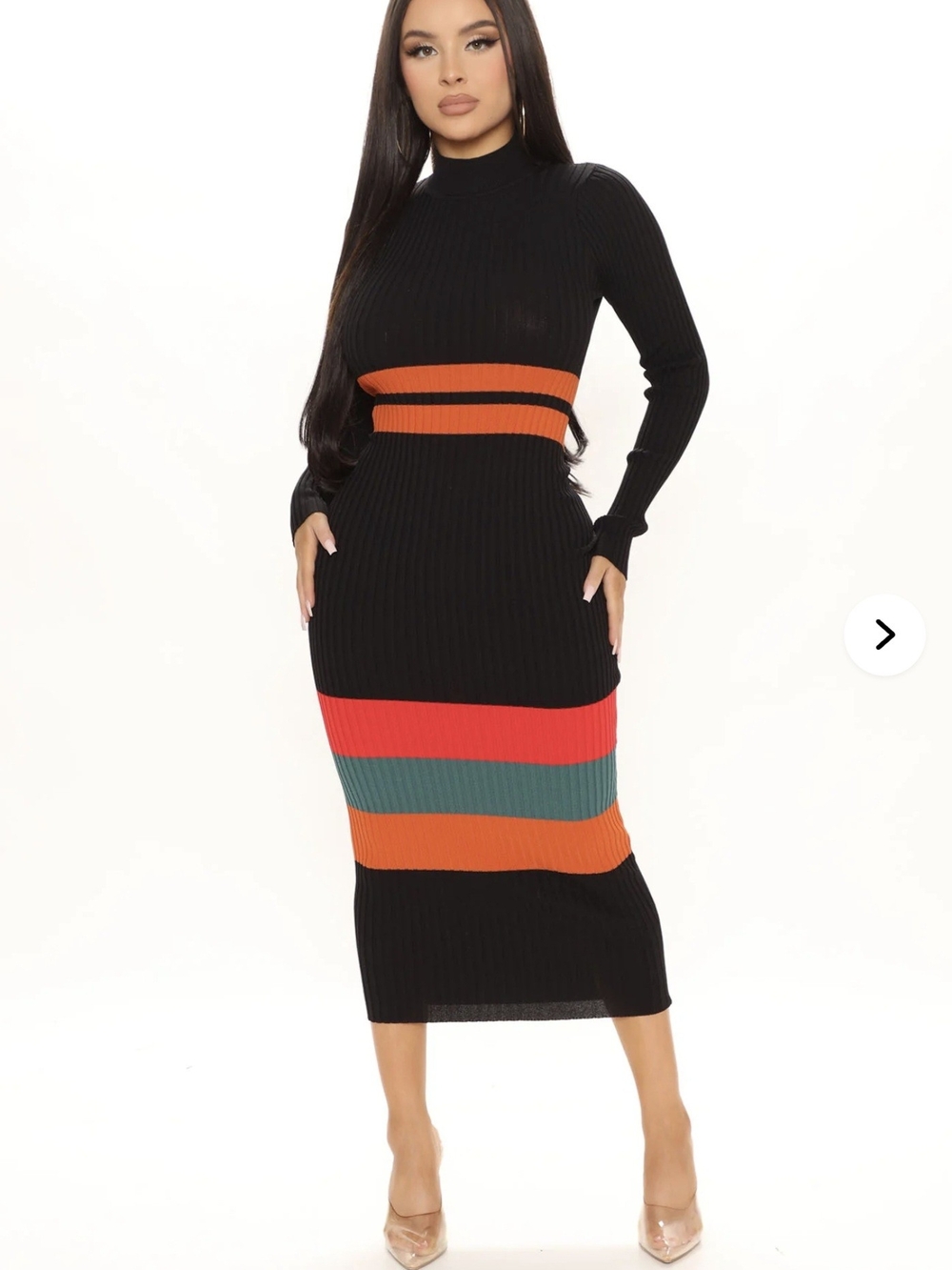 Striped Mock Neck Bodycon Dress